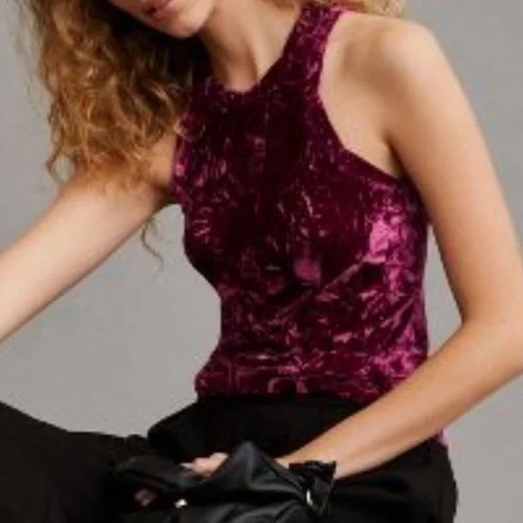 Anthropologie velveteen racerback tank top. - Picture 4 of 10